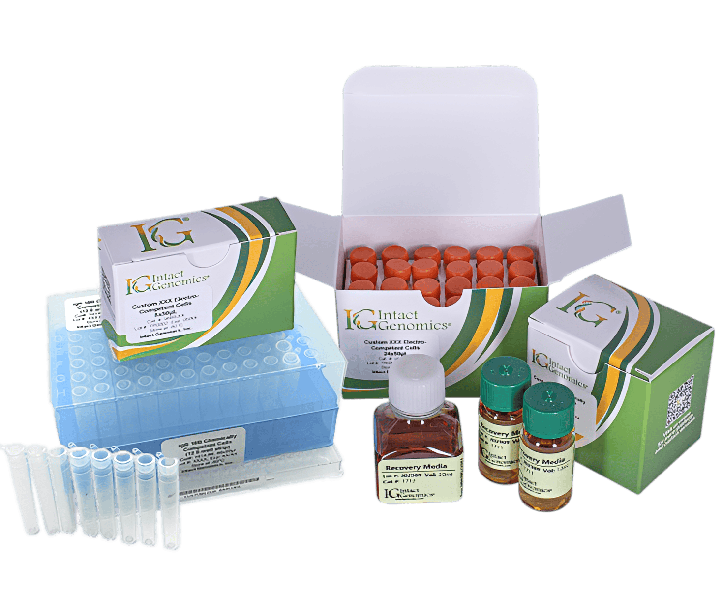 Science kit with containers and media bottles