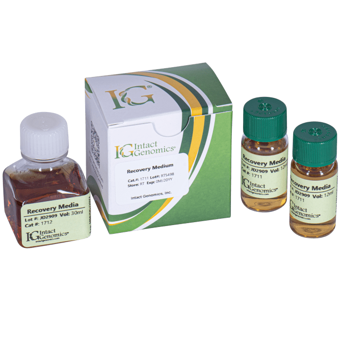 Laboratory recovery media bottles and box