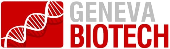 DNA-themed Geneva Biotech branding logo