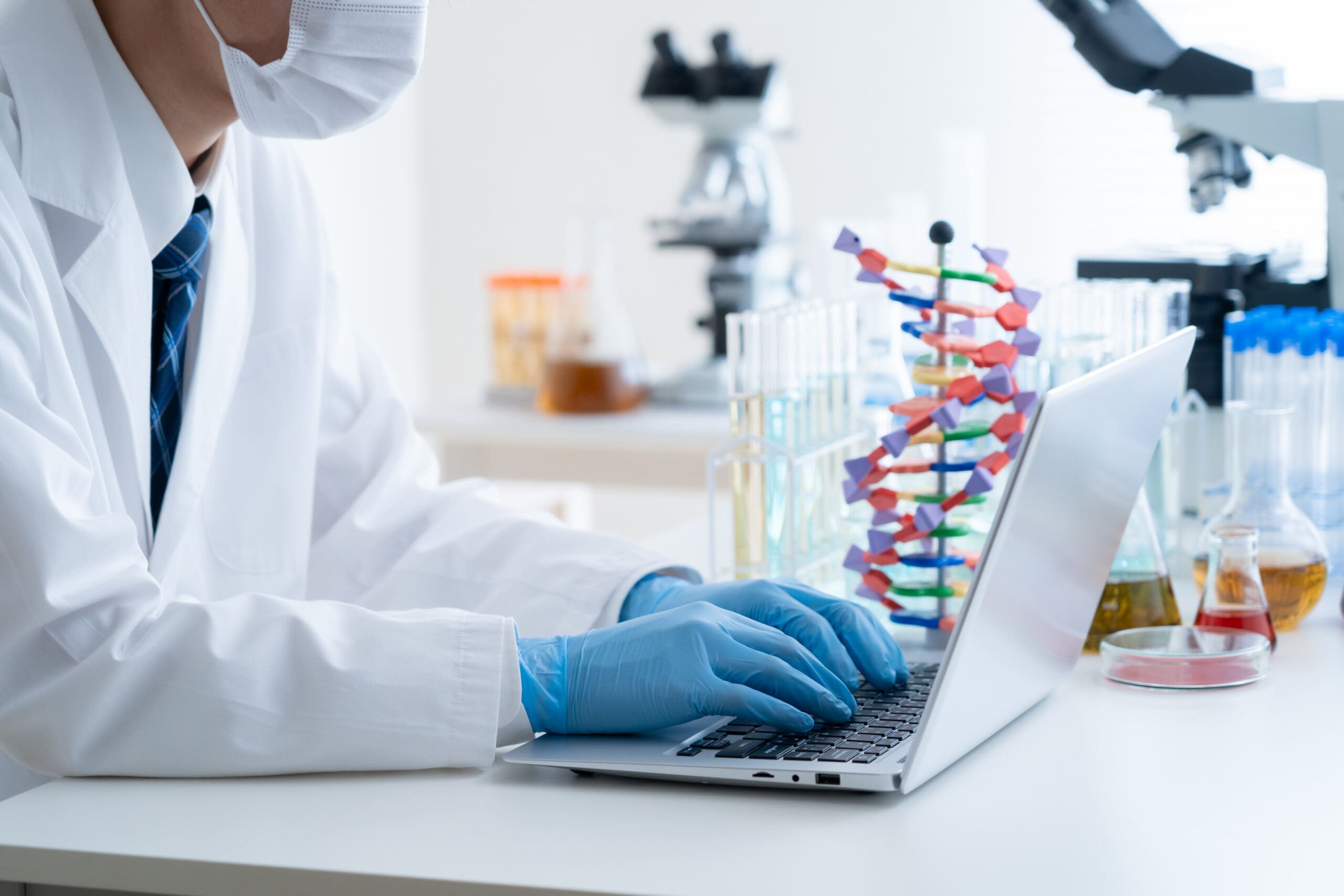 Laboratory professional using a computer