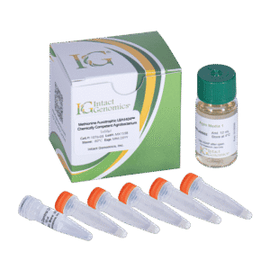 Laboratory vials and green-capped bottle