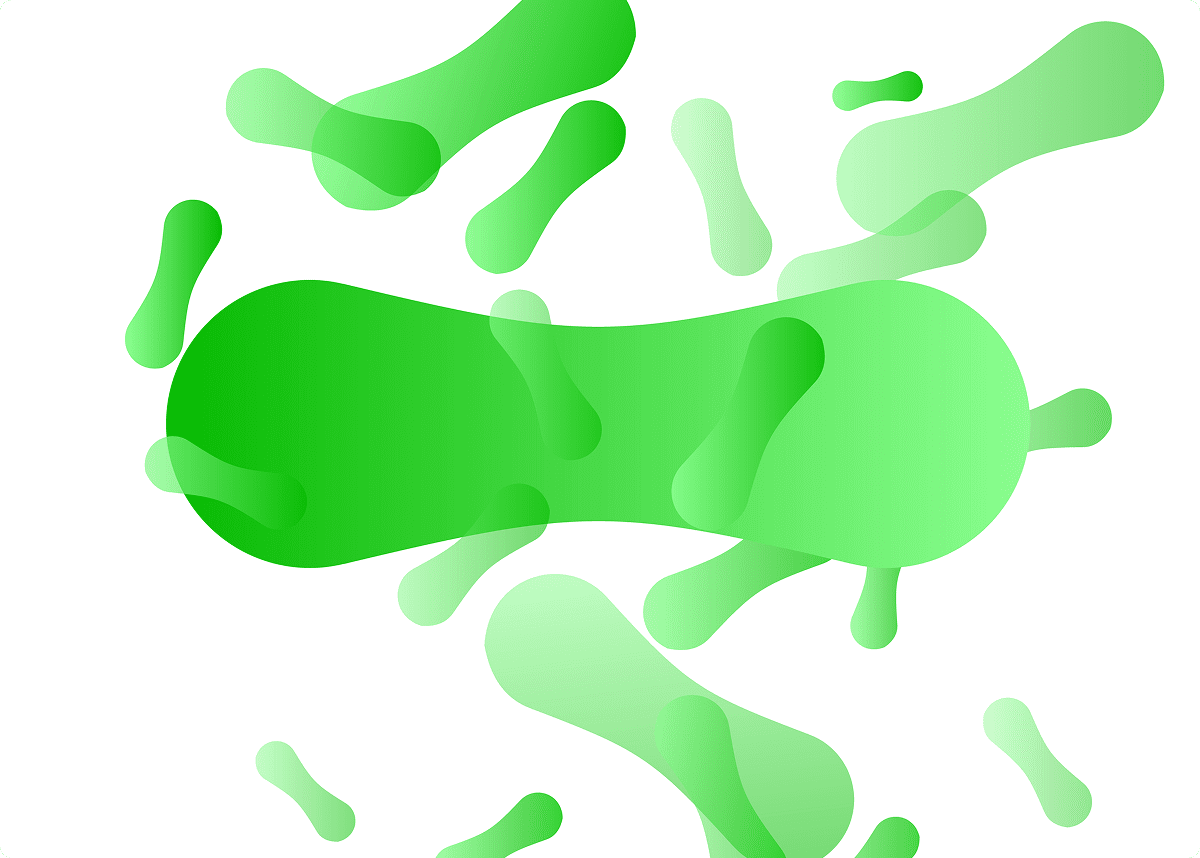 Green abstract shapes on white background