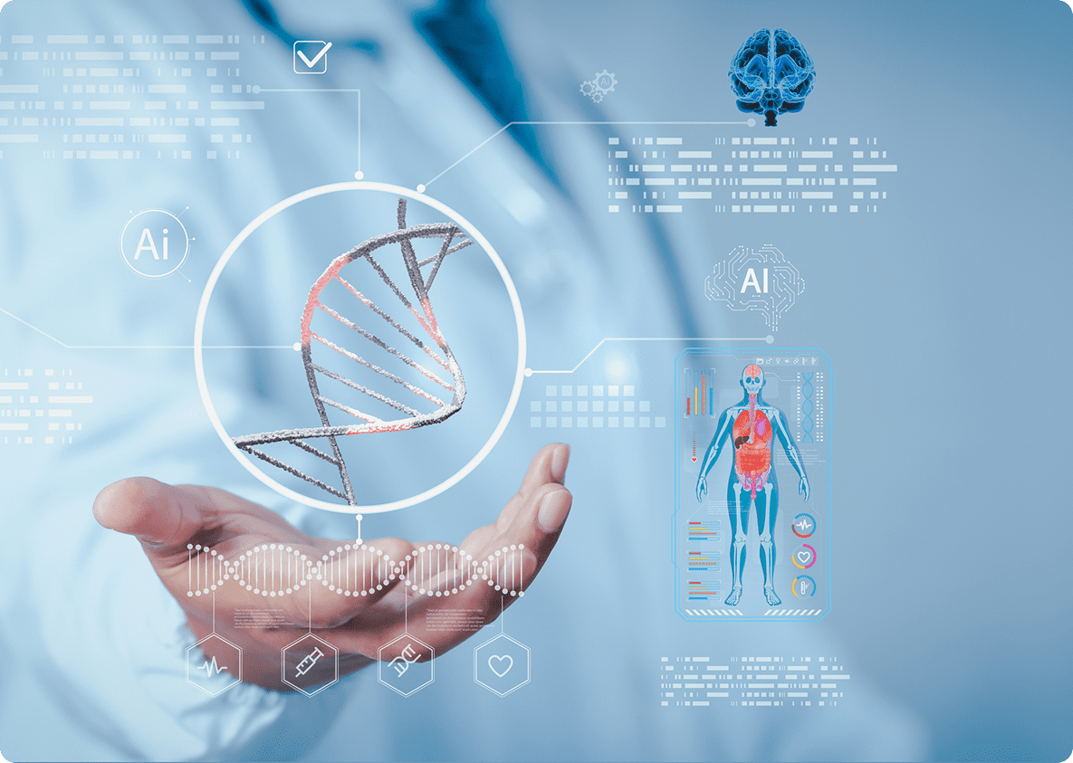 Digital DNA and human anatomy illustration