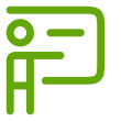 Person teaching at chalkboard icon
